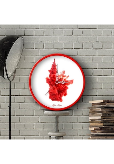 Kişiye Özel Farklı Tasarım Ahşap Duvar Saati 30 Cm. - 19 Çok Renkli