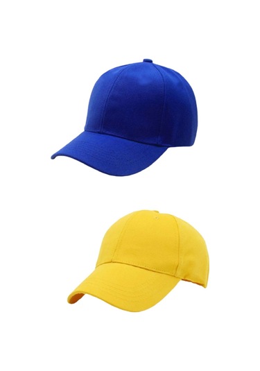 Unisex Ayarlanabilir Spor Sarı-saks Basic Kep Şapka 2'li Set Saks