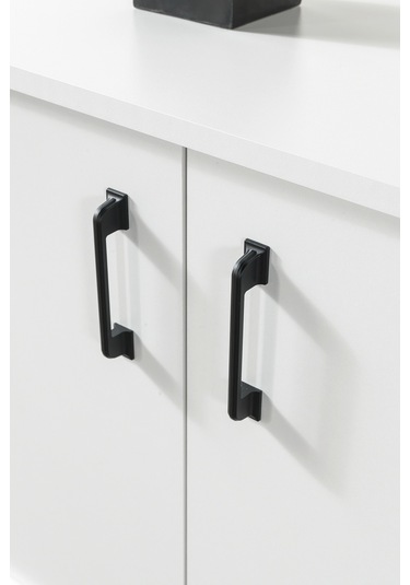 4612 Şile Metal Ayaklı Metal Kulplu Konsol - Yemek Odası - Salon Odası Beyaz Beyaz - Antrasit