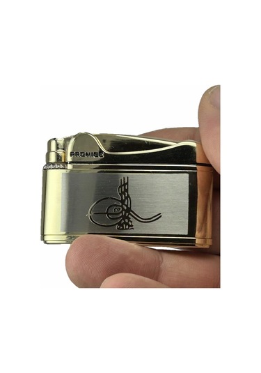 Osmanlı Tuğralı Gazlı Çakmak Altın Renk Sarı