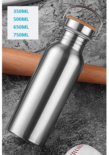 Suntek Paslanmaz Çelik Spor Bisiklet Su Şişesi Bambu Kapak 500 ML Gri
