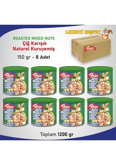 Paşa Kuruyemiş Kavrulmuş Karışık Kuruyemiş Teneke Kutu 8 x 150 G