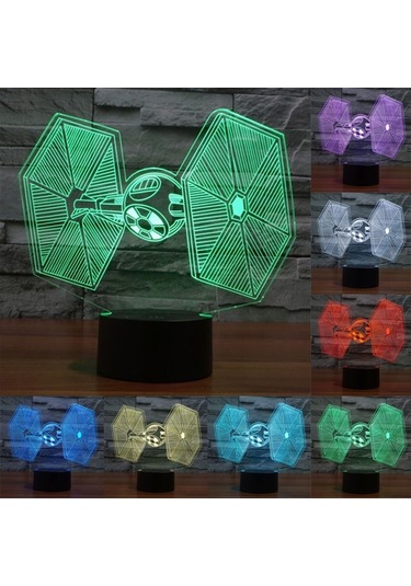 Sones Tıe Fighter Stil 3d Dokunmatik Anahtarı Kontrol Led Işık, 7 Renk Renk Değişikliği Yaratıcı Görsel Stereo Lamba Masa Lambası Gece Lambası Çok Renkli