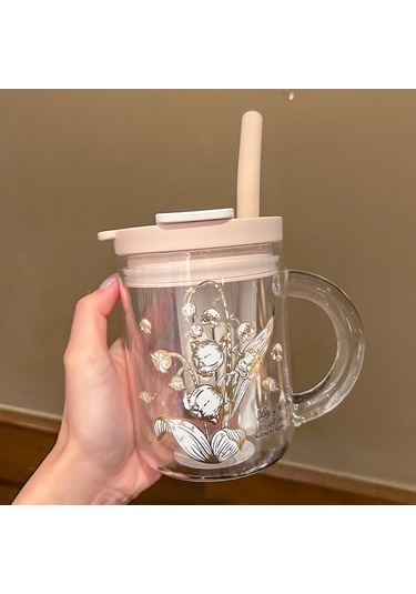 Aurora Büyükkapasiteli Cam Yeni Su Bardağıkız Hasır Fincan Çayırma Fincanı Beyaz