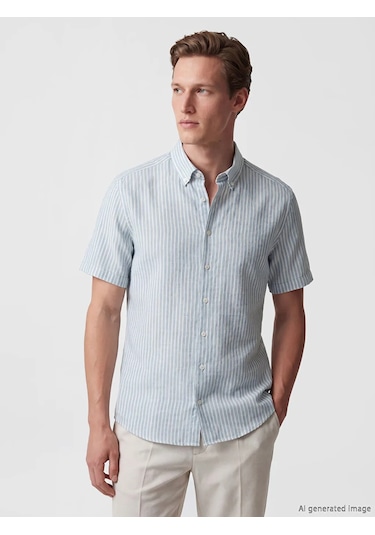 Lc Waikiki Mavi Regular Fit Çizgili Dokulu Erkek Gömlek