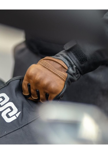 Oj Rust Kahverengi Korumalı Retro Kısa Deri Eldiven 2xl