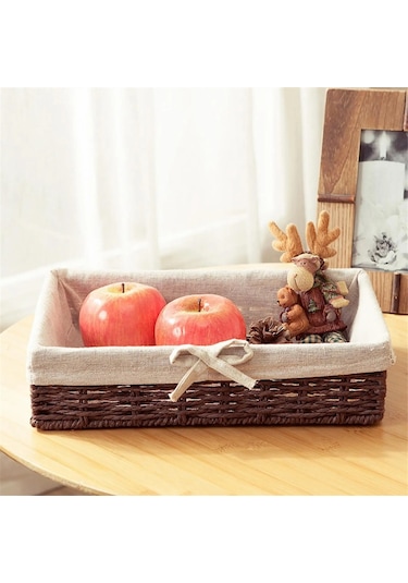 Xiaaokeji Dokuma Sepetler Piknik Sepeti Depolama Ekmek Tabağı Depolama Sepeti,c Kahverengi