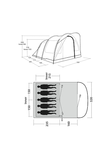 Outwell Sky 5 Blackroom 13 M² - 5 Kişilik Yüksek Aile Çadırı Multi Çok Renkli