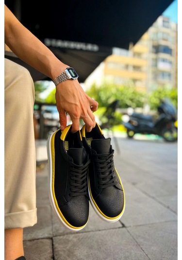 Ch979 - Santoni Gbt Spor Erkek Ayakkabı Sıyah/sarı Çok Renkli