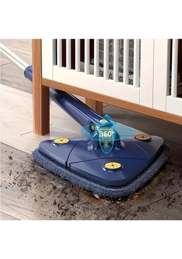 Xuweiwei Mavi 360 Derece Dönebilen Uzun Saplı Temizlik Paspası Islak Ve Kuru Çift Kullanımlı Zemin Duvar Cam Temizliği