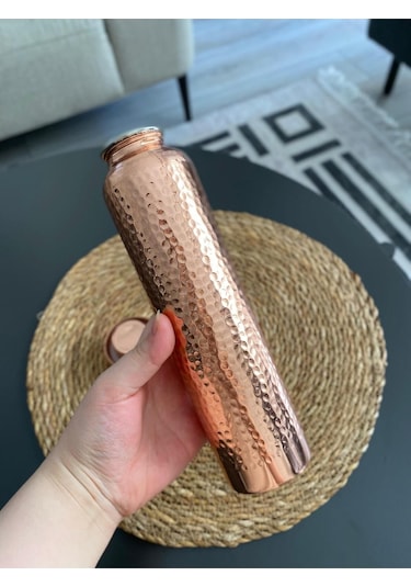 Dövme Desenli Bakır Matara - Termos - Suluk Bakır Su Şişesi Bakır