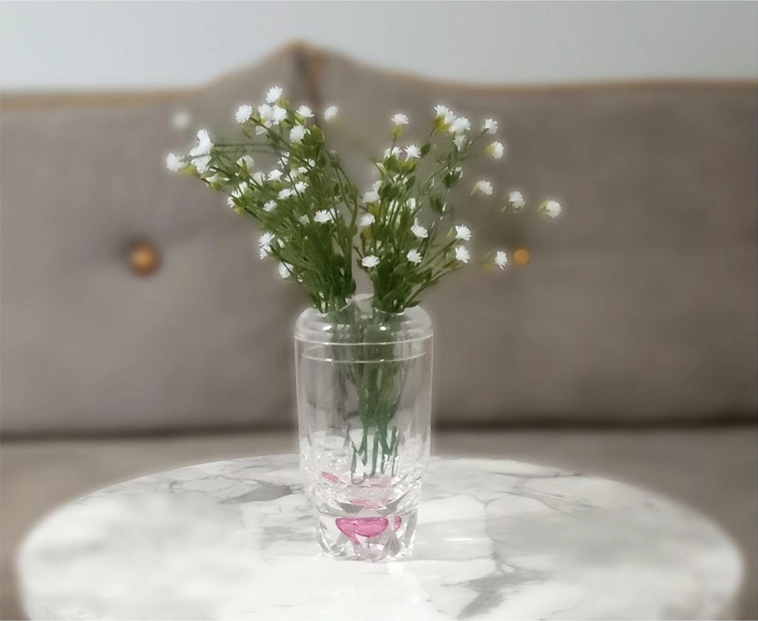 2 Adet Vazo Dahil,vazoda Çiçek,beyaz Yapay Çiçek,vazo Dekoratif Kristal Damlalı 6x6x19cm Çok Renkli