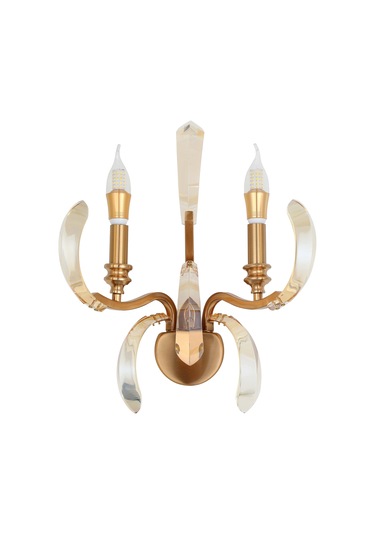 Ronja 2'li Bakır Eskitme Kristal Taşlı Yatak Başı, Salon Aplik Bakır Eskitme