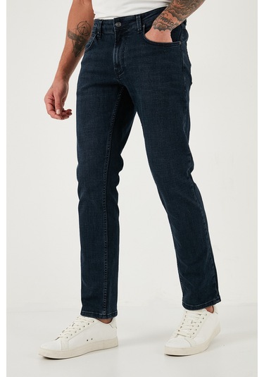 Buratti Pamuklu Regular Fit Normal Bel Boru Paça Jeans Erkek Kot Pantolon 2211C27Parma Lacivert