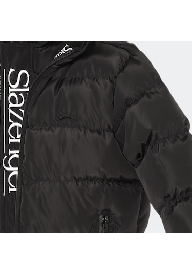 Slazenger NEONS Çocuk Kapüşonlu Şişme Siyah Mont & Kaban