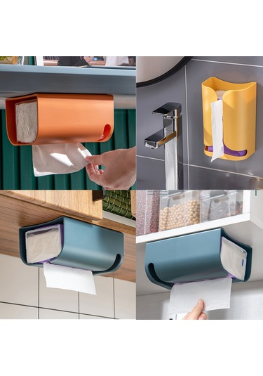 Symbee Abs Mutfak Banyo Mutfak Çöp Poşeti Ve Kağıt Havlu Saklama Kutusu, Dikişsiz Yapıştırıcı İle Duvar Montajlı, T-şekilli Çıkışlı Çok Amaçlı Depolama Kutusu Sarı Sarı