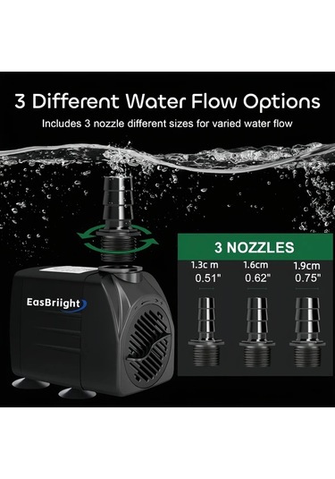 Chuangyinshop Green 30w 550gph Dalgıç Pompa: Balık Tankı Akvaryum Havuz İçin 5ft Hortum Ve 3 Nozul İle Ayarlanabilir Sessiz