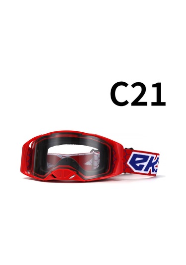 Tangshopping Motosiklet Arazi Gözlüğü Gözlük Bisiklet Gözlüğü C21 Kırmızı Çerçeve Şeffaf Film