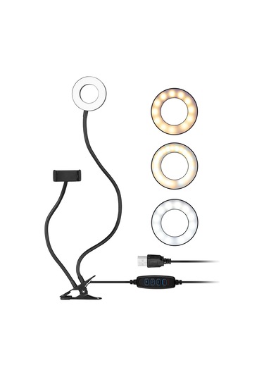 Andoer Webcam 3.5" Klipsli Mini Usb Işık Standı Siyah Siyah