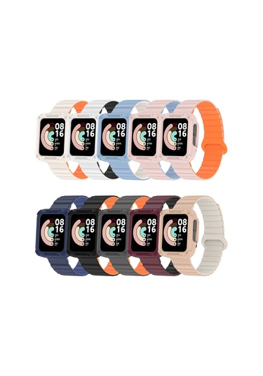 Effox Xiaomi Redmi Watch 2 Silikon Kordon Krd-105 Strap Kayış-pembe-turuncu
