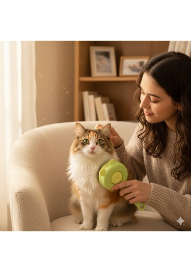 Metal Dişli, Kendini Temizleyen, Evcil Hayvan Bakım Fırçası - Yeşil