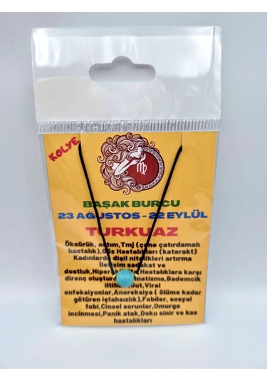 Sertifikalı Başak Burcu Turkuaz Taşı Doğal Taş Kolye Çok REnkli