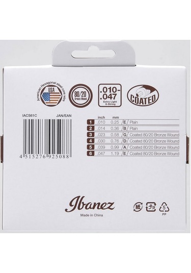 Ibanez IACS61C 80/20 Bronze Wound Extra Light Takım Tel Akustik G