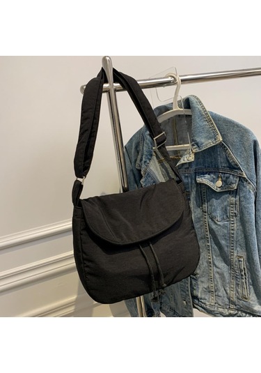 Kabarık Çapraz Askılı Çanta Kadın, Şişme Kanvas Tote Çanta Hilal Çanta Hobos Çapraz Askılı Çanta Taşınabilir Haberci Çantası Siyah A424 Siyah