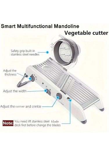 Dashanshop 18 Cesit Ayarlanabilir Mandolin Rende Beyaz Paslanmaz Celik Sebze Julienner Patates Kesici Profesyonel Guvenli Dilimleyici 1 Parça