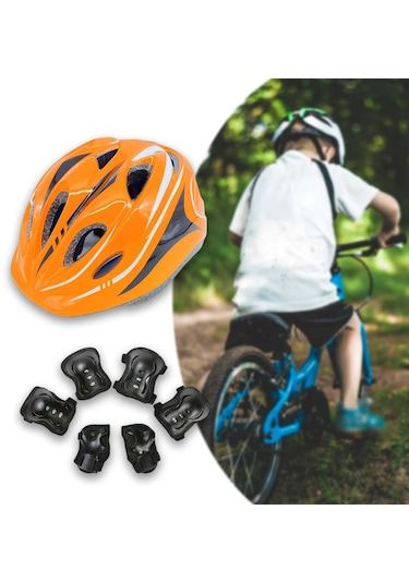 Suntek Çocuklar Koruyucu Dişli Diz Bilek Dirsek Pedleri Turuncu Turuncu