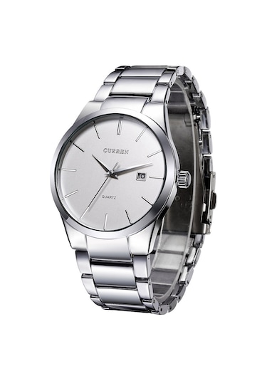 Xindoker Curren Gümüş Kayış Beyaz Ekranlı Klasik Tasarım Günlük Suya Dayanıklı Kalenderli Kuvars Kol Saati Çok Renkli