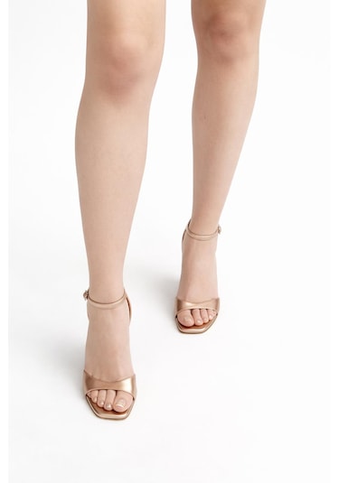 Tual Shoes Kadın Topuklu Ayakkabı Altın - Gül
