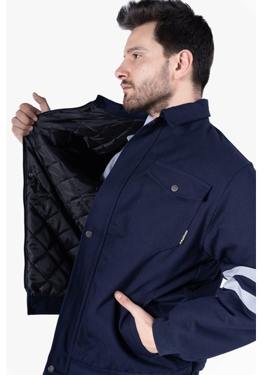 İş Montu 3 Cm Reflektörlü Kapitoneli Lacivert