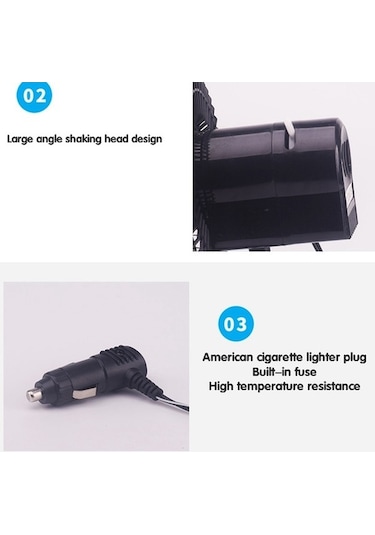 Besthome1 12 V 8 İnç Araç Taşınabilir Fan Araba Masası Mini Klima Döner Braket Vantuz