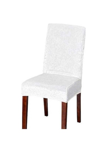 Novahub Beyaz Kadife Parlak Kumaş Anti-toz Sandalye Kılıfı, Evrensel Boyut, Sandalye Yemek Odası Koltuk Kapakları, 1 Parça Beyaz