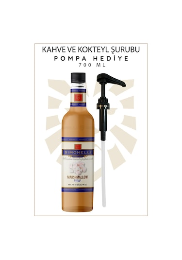 Simonelli Kahve ve Kokteyl Şurubu Marshmallow Aromalı 700 ML + Pompa