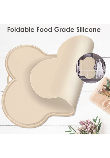 Köpek Kedi Mama Matı Büyük 22x16 İnç Kaymaz Evcil Hayvan Köpek Mama Matı Bej