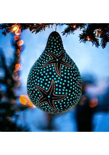 Deniz Yıldızı Desenli Su Kabağı Avize Bahçe Lambası Beyaz