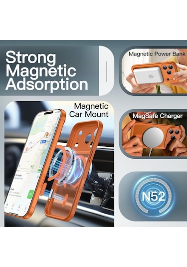 İphone Uyumlu 17 Pro Max Kılıf Mat Magsafe Şarj Özellikli Hassas Buton Yumuşak Turuncu Kenar Turuncu