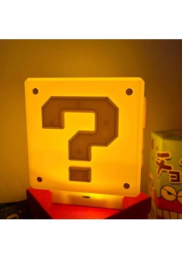 Led Mario Soru İşareti Ses Şarj Gece Lambası-sarı Sari