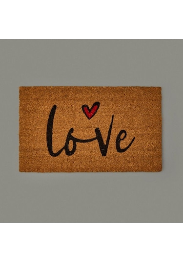 Giz Home Kalpli Love Kapı Önü Paspası - Bej - 35x60 Cm Bej