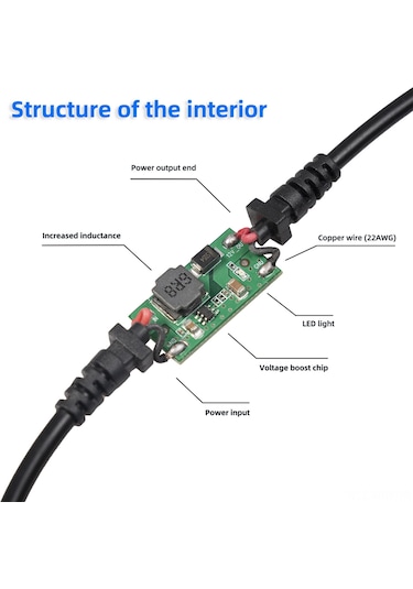Monyee Sürücü Kaydedici İçin 5v'den 12v'ye 12w Güçlendirme Çipi, Type-c'den Sigara Iğnesine Adaptör Kablosu, Siyah