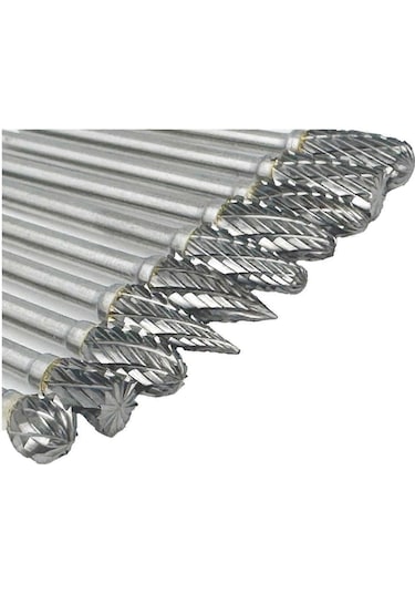 10 Adet Karbür Freze Ucu Seti, 1/8 İnç Döner Alet Uçları, Metal İçin Çift Kesim Tasarımı, Kaiyi