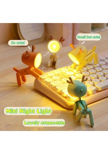 Metabagua De Beers Led Gece Lambası Mini Katlanır Masa Lambası Sevimli Evcil Hayvan Işıkları Köpek Geyik Taşınabilir Gece Lambası Öğrenci Oturma Odası Dekor Hediye Xrgg0ı Bej