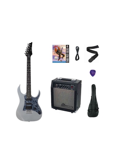 Strauss Esh-22 Ms Elektro Gitar Hss - Metalik Gri Set Anfi-softcase-askı-tel-kablo-pena