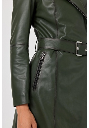Rosana Yeşil Deri Mont Yeşil