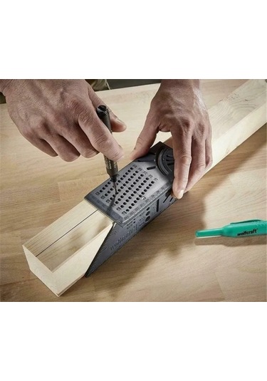 Geeksen 200x60mm Çift Ölçekli Plastik Açı Cetveli - Ahşap İşleri Ve İnşaat İçin