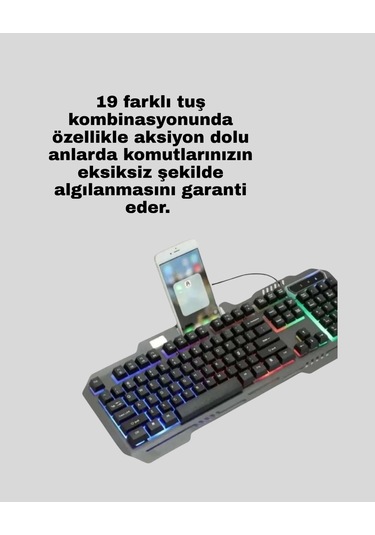 Rgb Aydınlatmalı Oyuncu Klavye Mouse Mekanik Hissiyat, Maksimum Kontrol Diğer