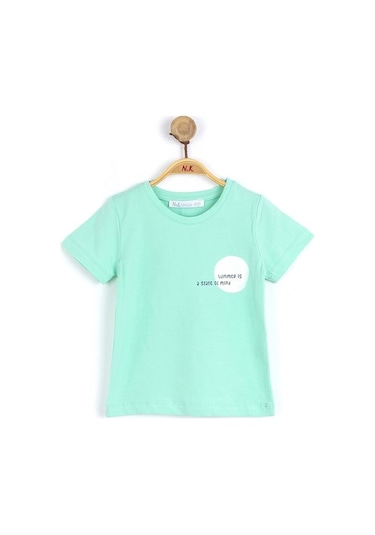 Erkek Bebek Pamuklu, Rahat Kalıp Arka Baskılı Tshirt-6968-yeşil Yeşil