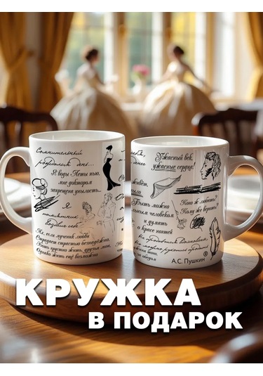 Krutye Podarkı Rus Şair A.s. Puşkin'in Şiirleriyle Tasarlanmış Özgün Bardak 152550603 Beyaz